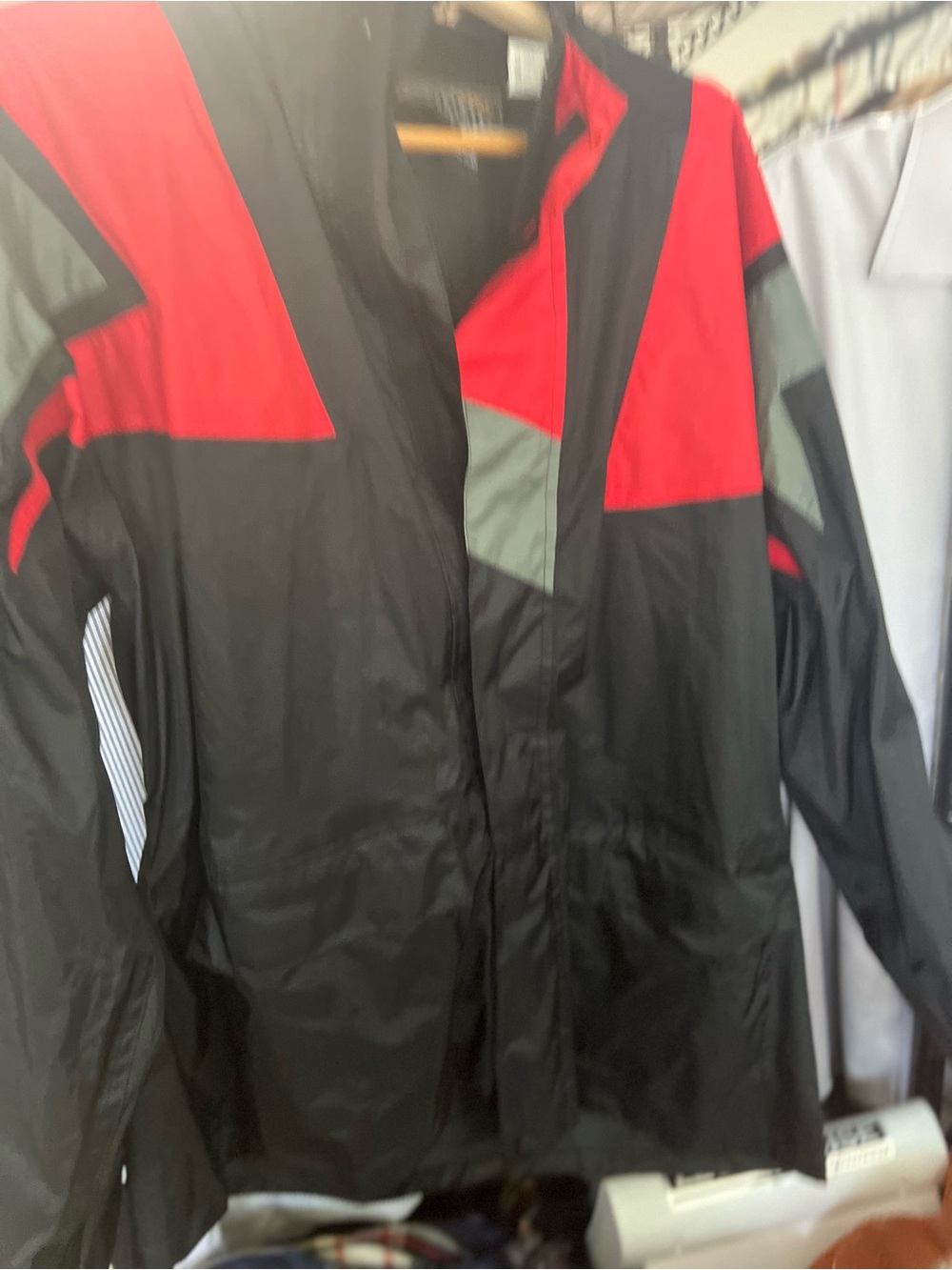 Men's Fieldsheer Black and Red Windbreaker Jacket - Large